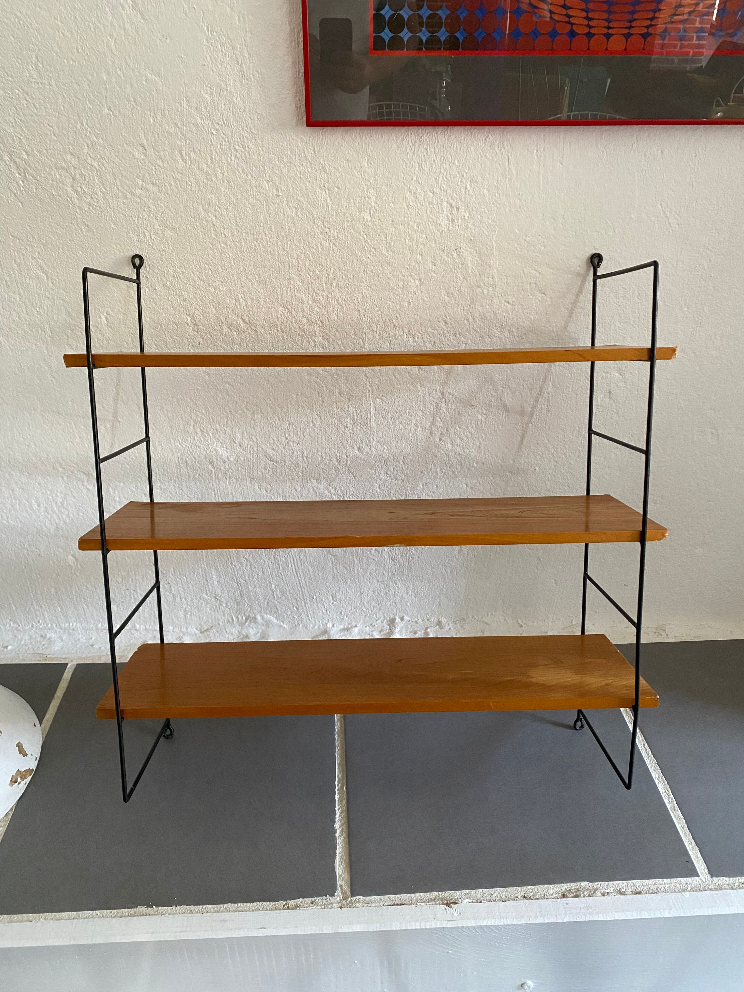Wood and metal string shelves v