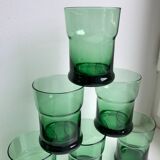 Set of 6 green glasses design 70s