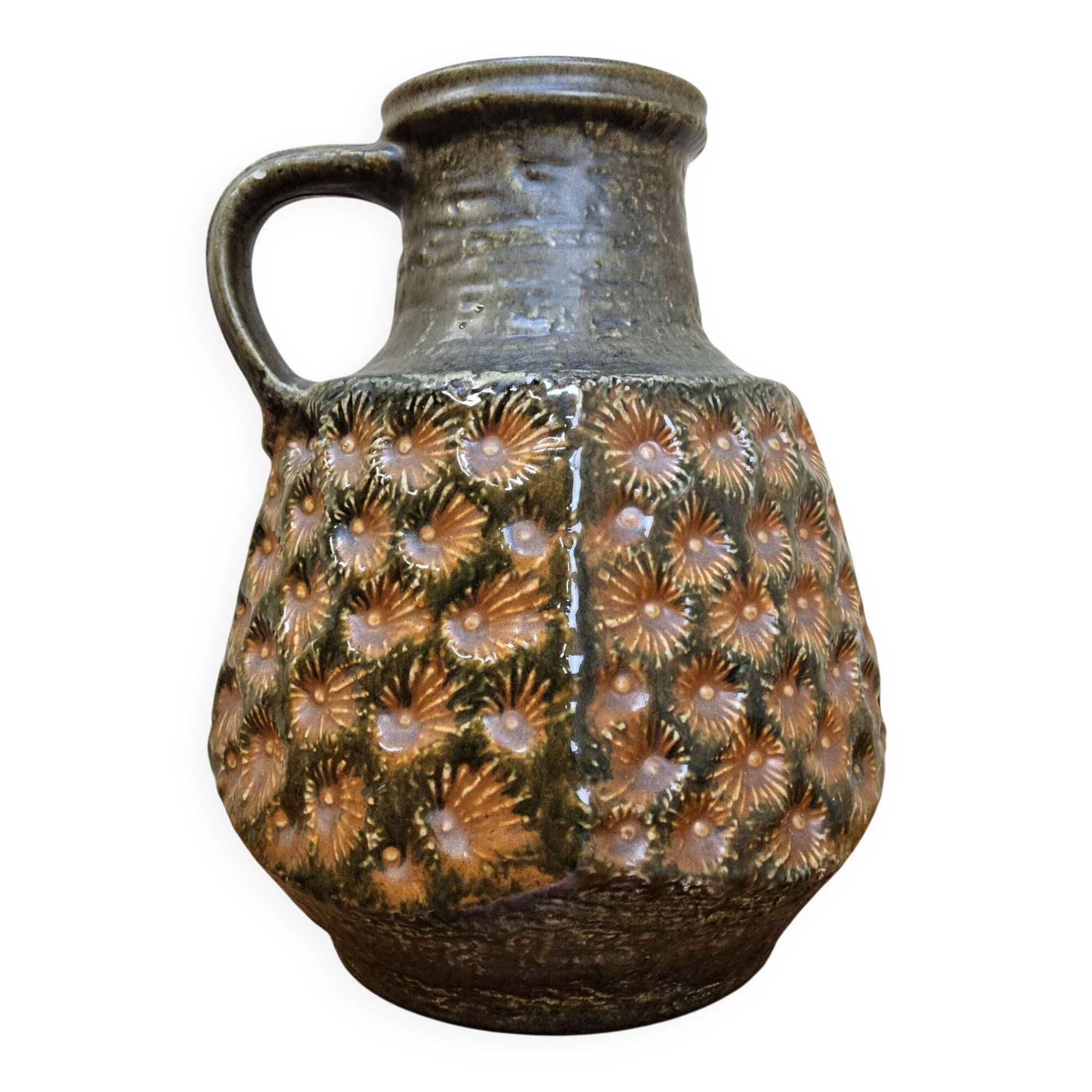 Vase vintage grand XXL Allemagne de l'Ouest Jasba 1667/35 orange