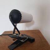 Vintage white lacquered metal spotlight on plastic clamp for Maureva, 1970