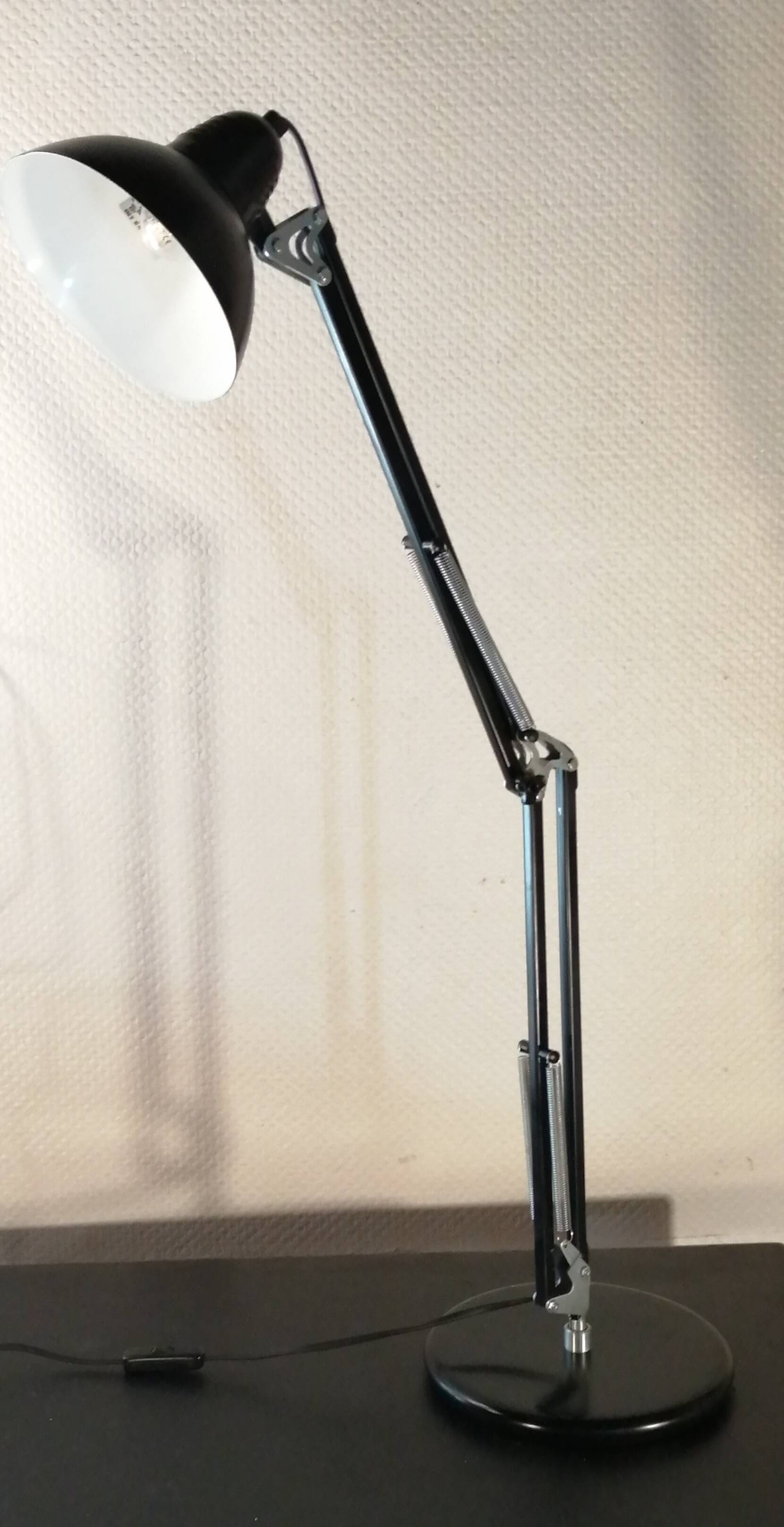 Large black Aluminor articulated desk lamp made in France vintage 1970