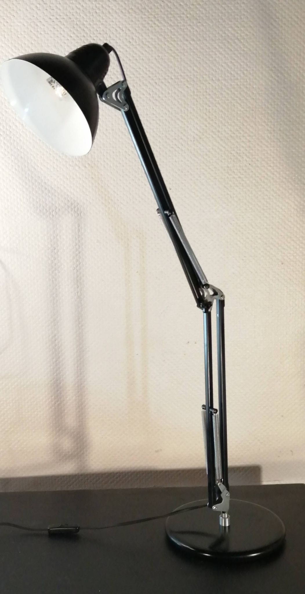 Large black Aluminor articulated desk lamp made in France vintage 1970