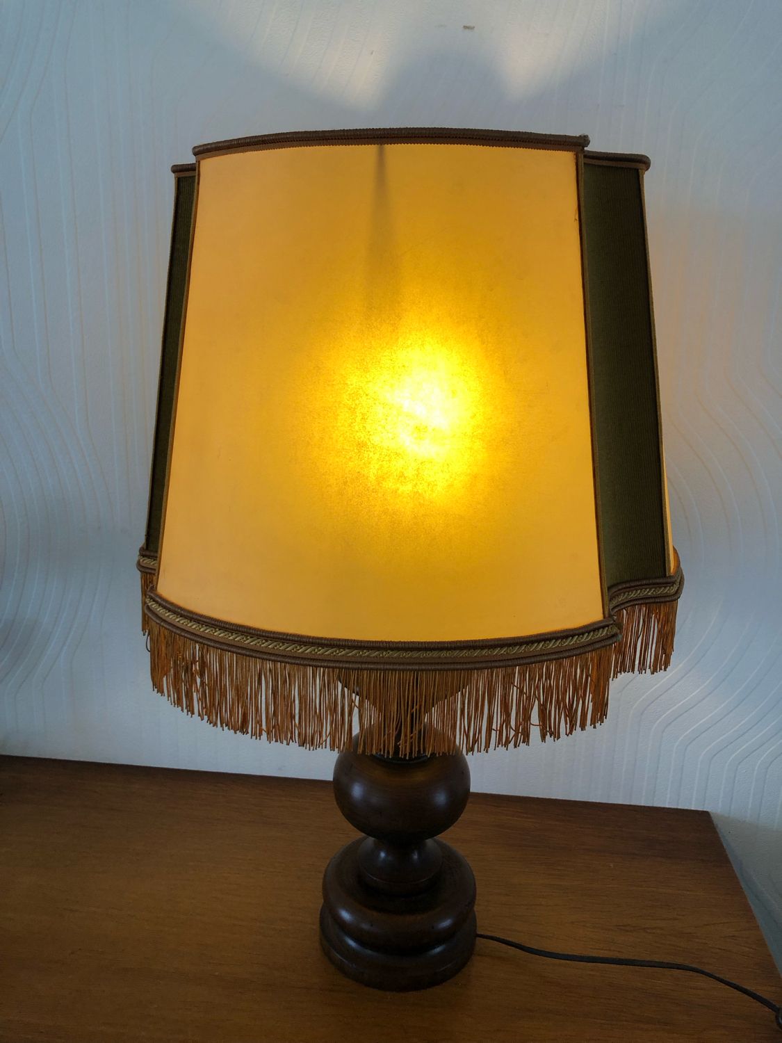Wooden table lamp turned vintage
