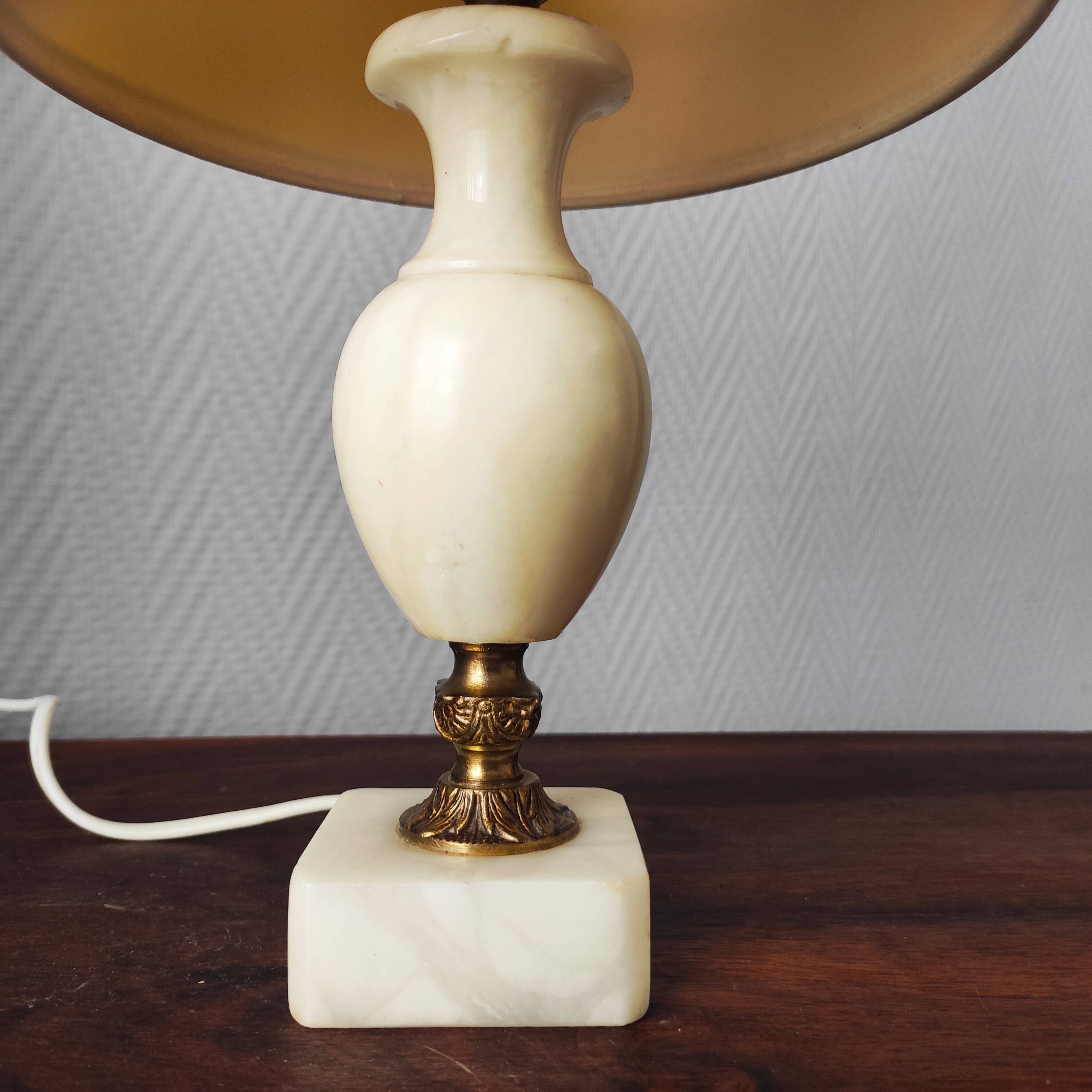 Pair of antique alabaster bedside lamps