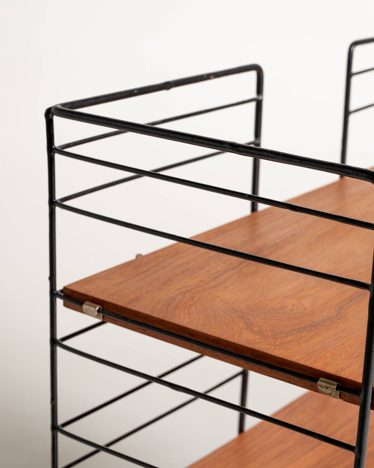 Scandinavian Freestanding Teak and Metal Bookcase, 1960s