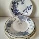 Set of 6 ironstone plates in shades of blue, late 19th to early 20th century.