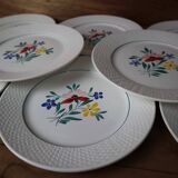8 flat iron earth plates "Fabiola" Digoin Sarreguemines