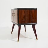 Pair of bedside tables with glass top, 1950s