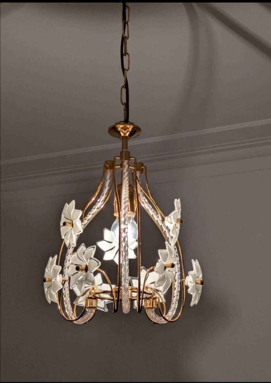 Lampadario vintage in vetro di Murano – "Bocciolo di Fiore" - Altezza