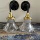 Pair of vintage holophane glass sconces electrified
