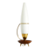 Large 1950s table lamp made of brass and teak, with a frosted glass shade