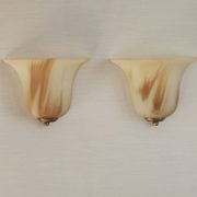 Vintage Pair Marinha Grande Swirl Art Glass Wall Sconces Made in Portugal
