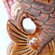 Vallauris fish pitcher vase from the 60s, amber and pink