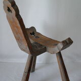 Brutalist wooden chair tripod XXth