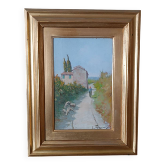 Gino Tommasi Oil Painting On Board 1890/1942 Tuscan View