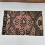 2x3 Brown & Pink Small Size Vintage Rug 52x80Cm