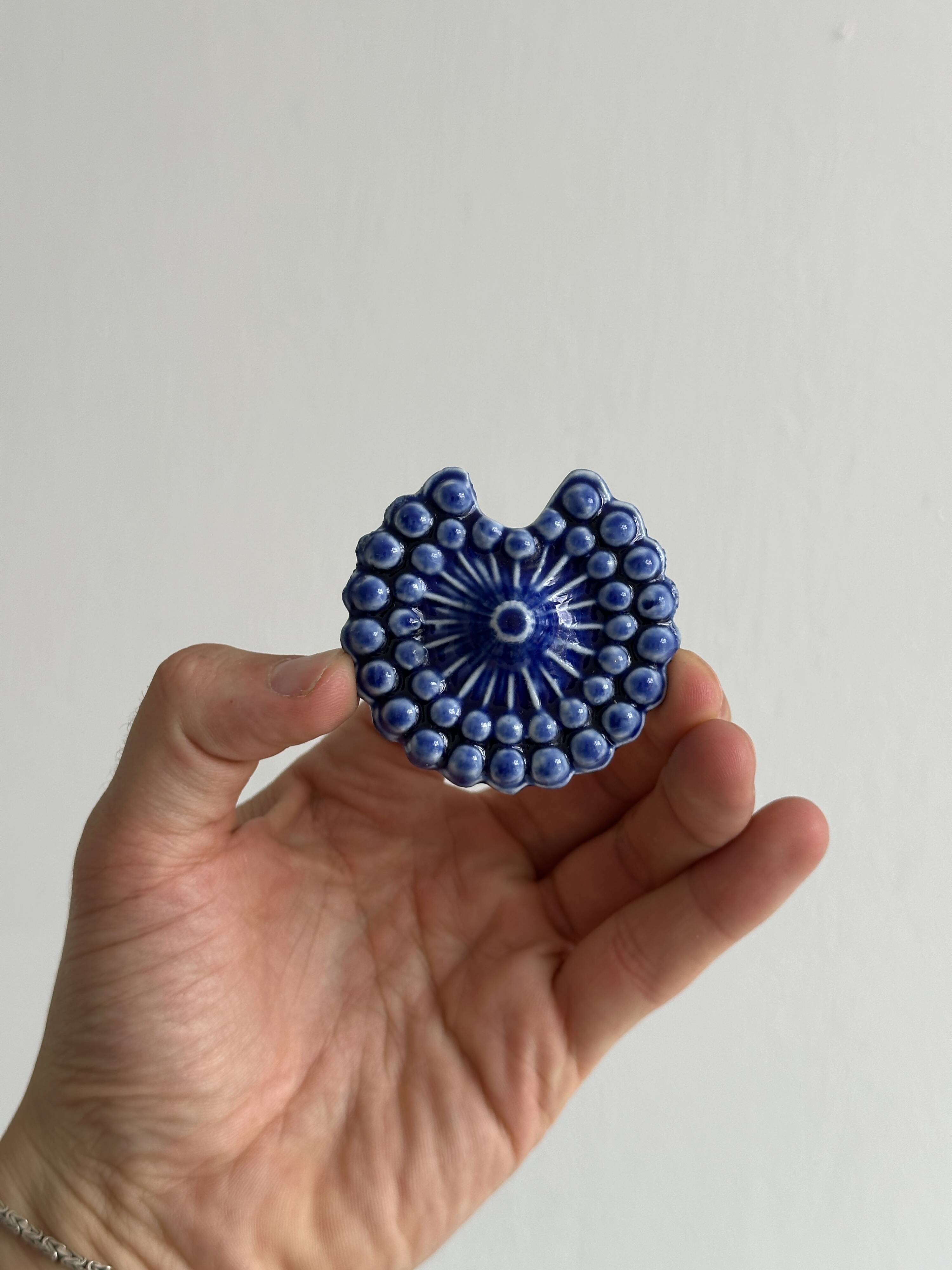 Electric blue ceramic sugar bowl