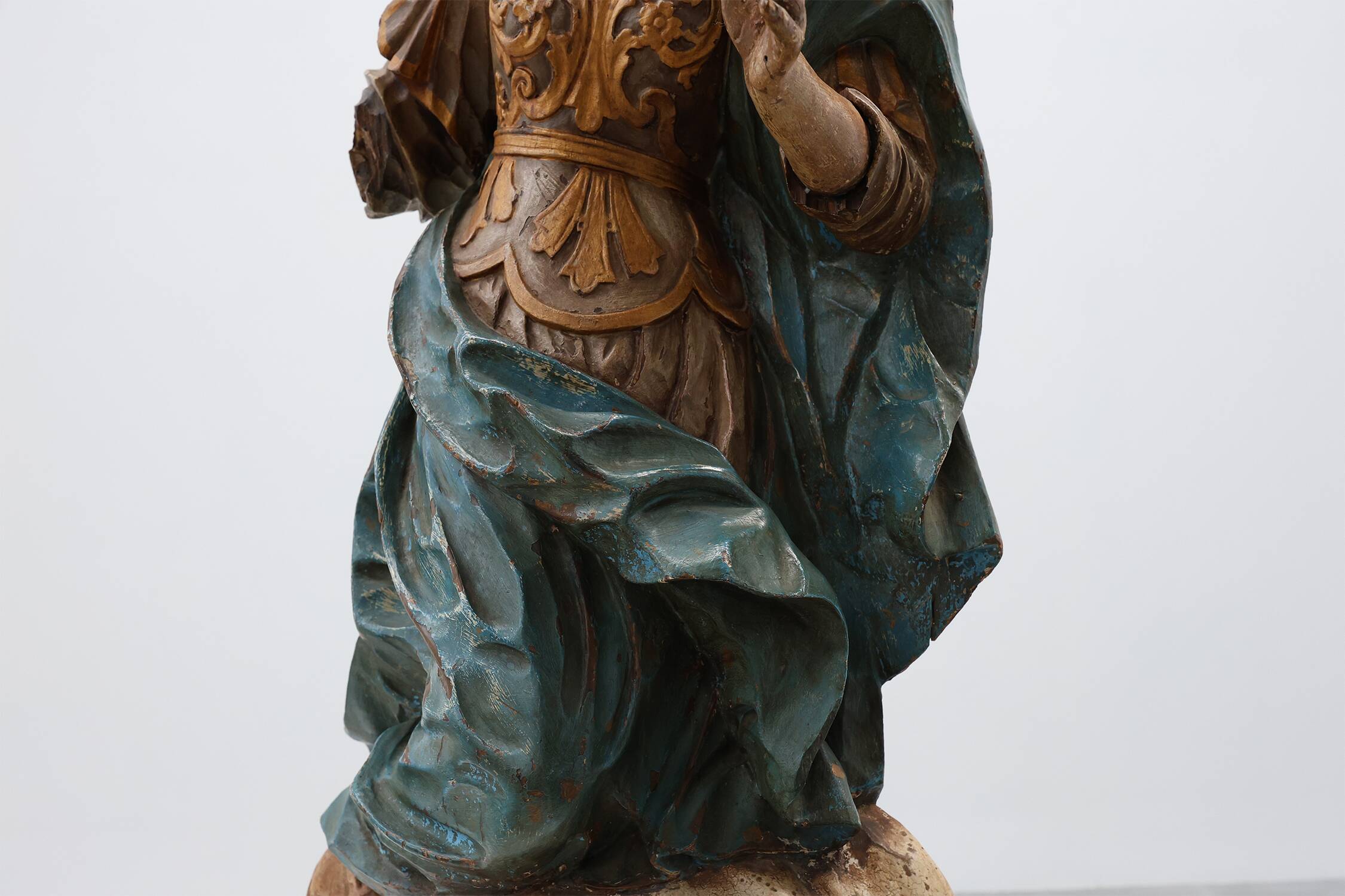 French 18th Century Religious Statue of the Virgin Mary on a cloud