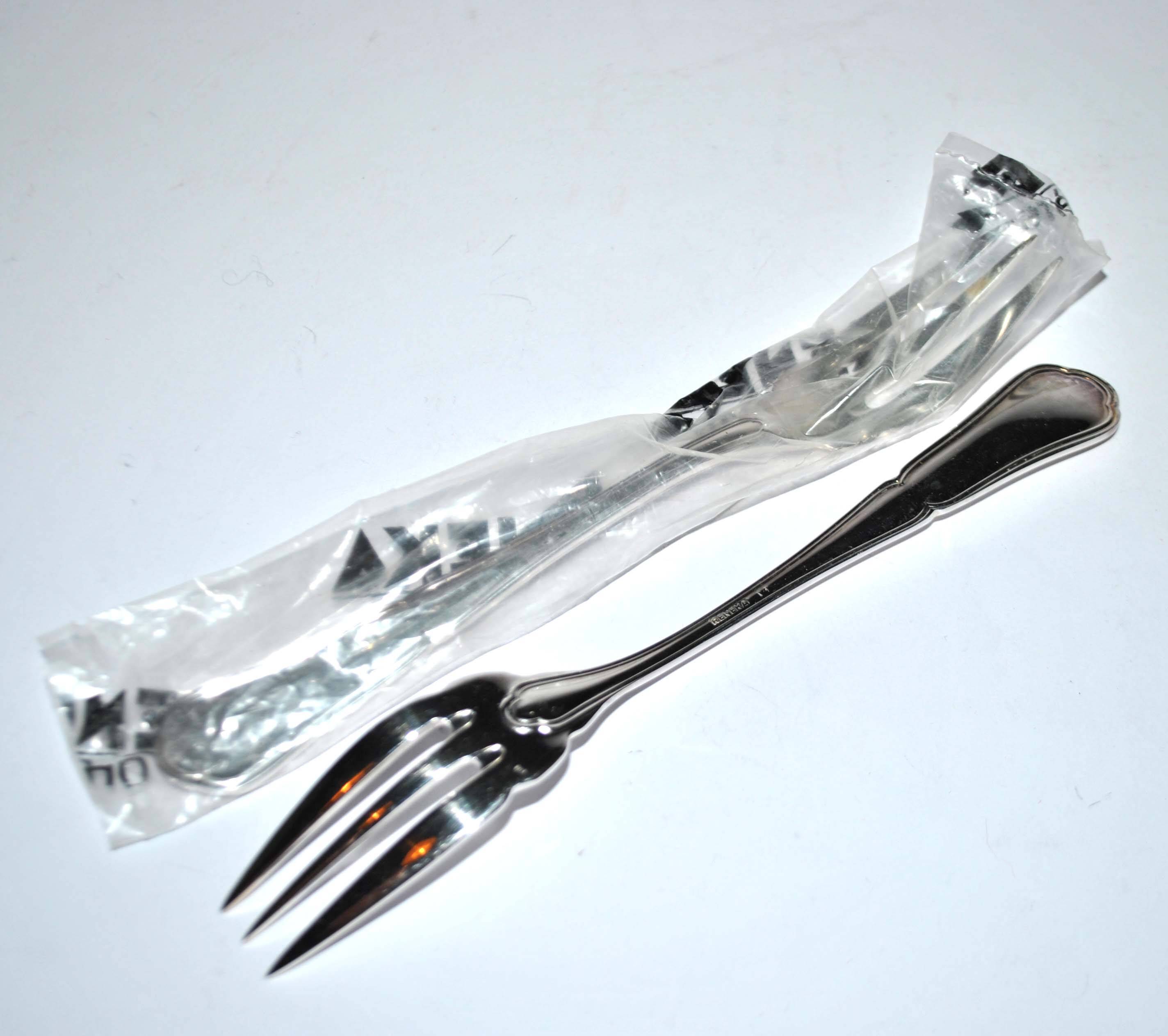 Set of 2 silver metal fish forks reneka fillet spatours 18cm