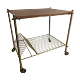 Side table vinyl door with wheels