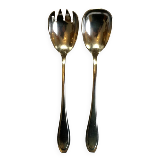 Pair of Art Deco style silver plated salad servers
