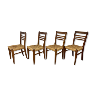 Set of 4 chairs Vibo Vesoul wood and rope