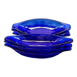 6 vintage LUMINARC France cobalt blue ice cream cups, "gourmet" model