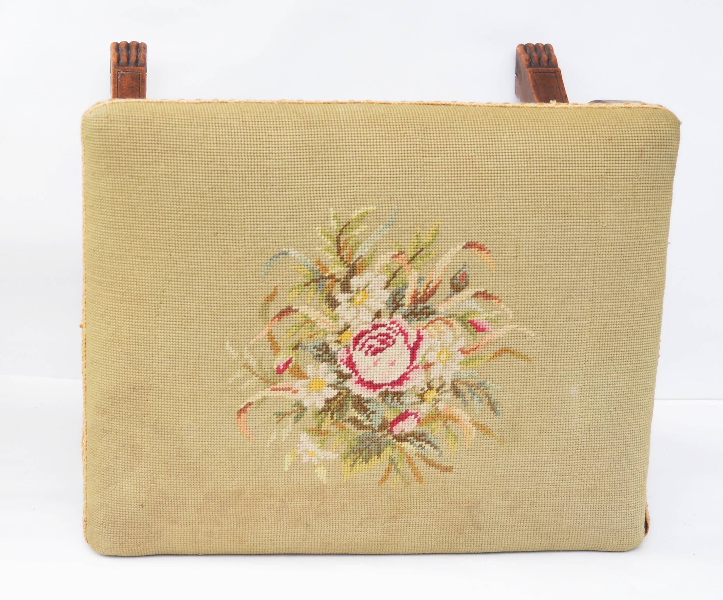 Curule Stool Empire  with Needlepoint