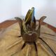 Large French Brass Lotus Ceiling Lamp, 1940s