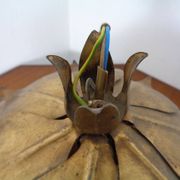 Large French Brass Lotus Ceiling Lamp, 1940s