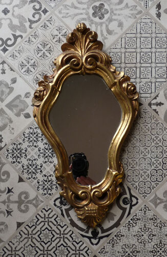 Miroir doré ancien style "baroque" 25x45cm