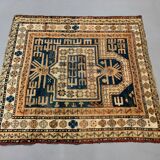 Antique Dagestan Kazak Rug 124x114 cm Caucasian, Gold, Blue, Rust Square Medium