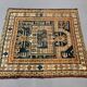 Antique Dagestan Kazak Rug 124x114 cm Caucasian, Gold, Blue, Rust Square Medium