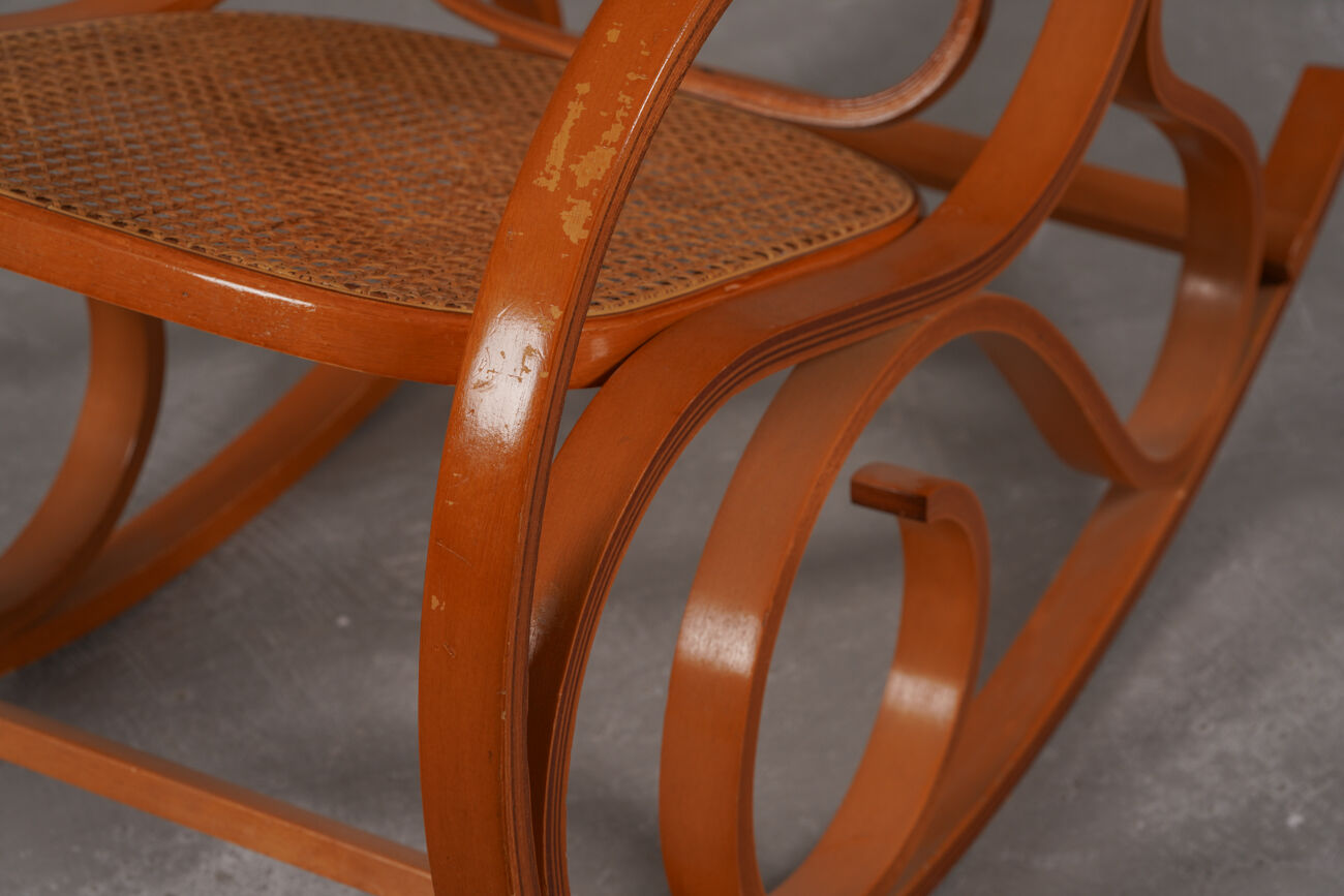 Vintage bentwood rocking chair by Luigi Crassevig, Italy 1970s