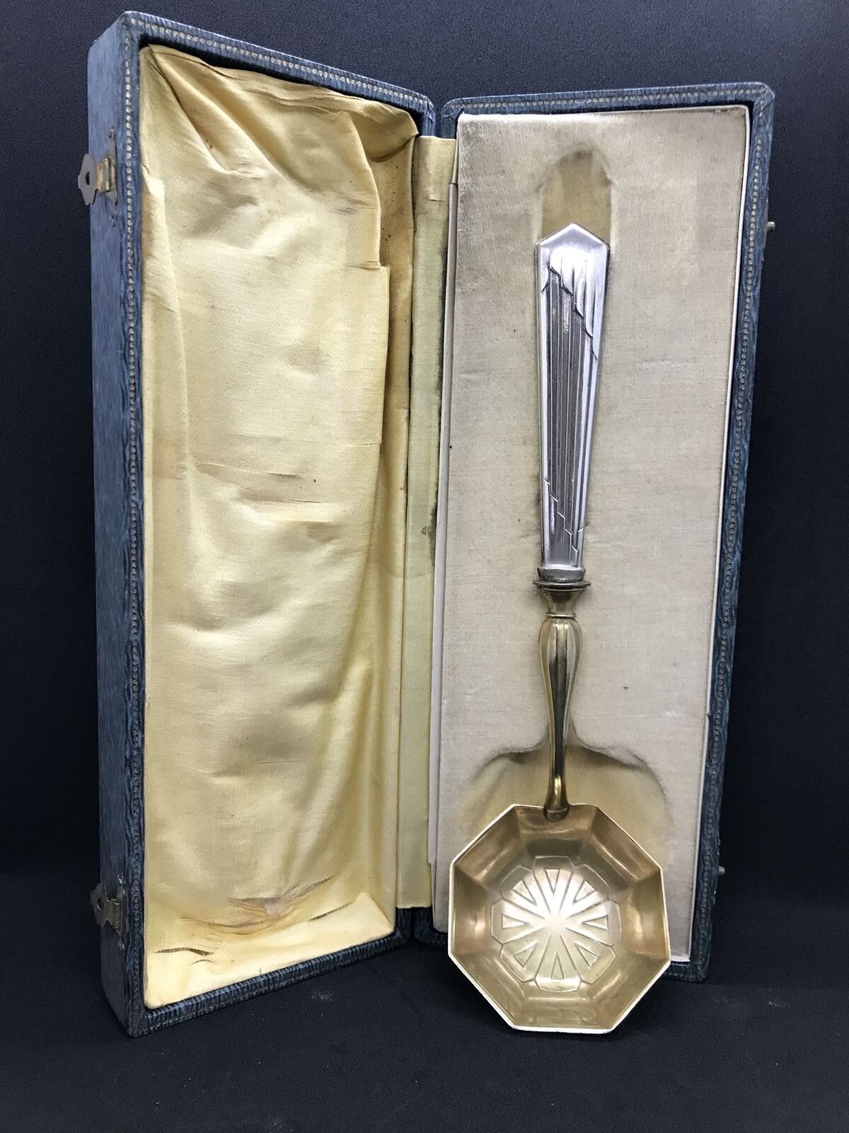 Art deco sauce with silver metal and brass