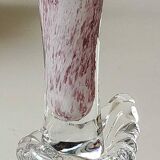 Peter Kaspar Soliflore Vase/Floral design, collared neck. Blown art glass, speckled purple. Shell inclusion. Dim 26.5 x 13 cm