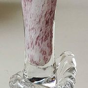 Peter Kaspar Soliflore Vase/Floral design, collared neck. Blown art glass, speckled purple. Shell inclusion. Dim 26.5 x 13 cm