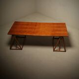 Bureau ou table à manger en treillis italien des années 1970 en bambou et rotin.