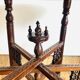 Moroccan hexagonal carved wood side table with glass top