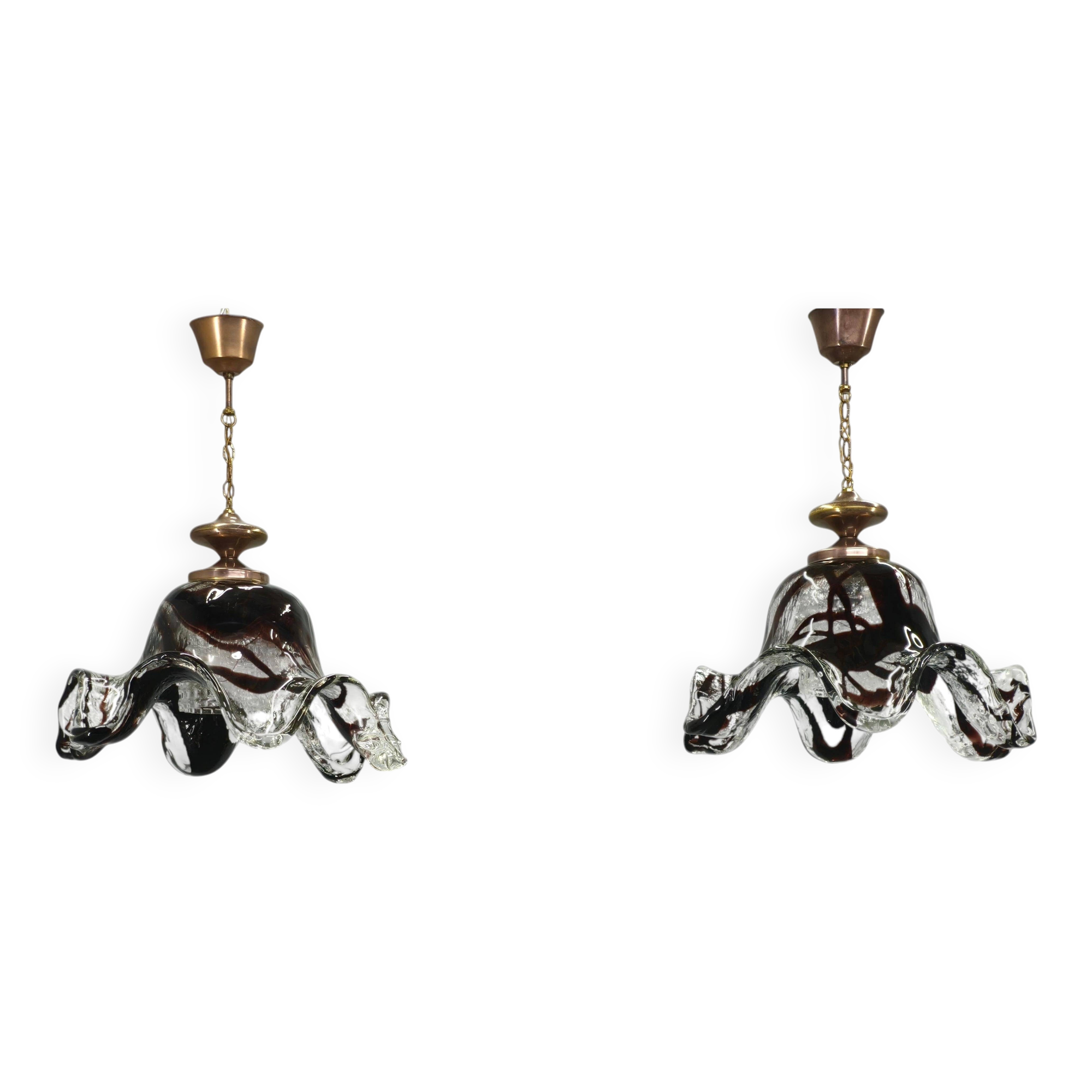 Pair of Murano Glass Pendant Lights, Italy, 1960s