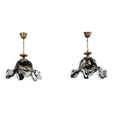 Paire de suspensions en verre de Murano, Italie, années 1960