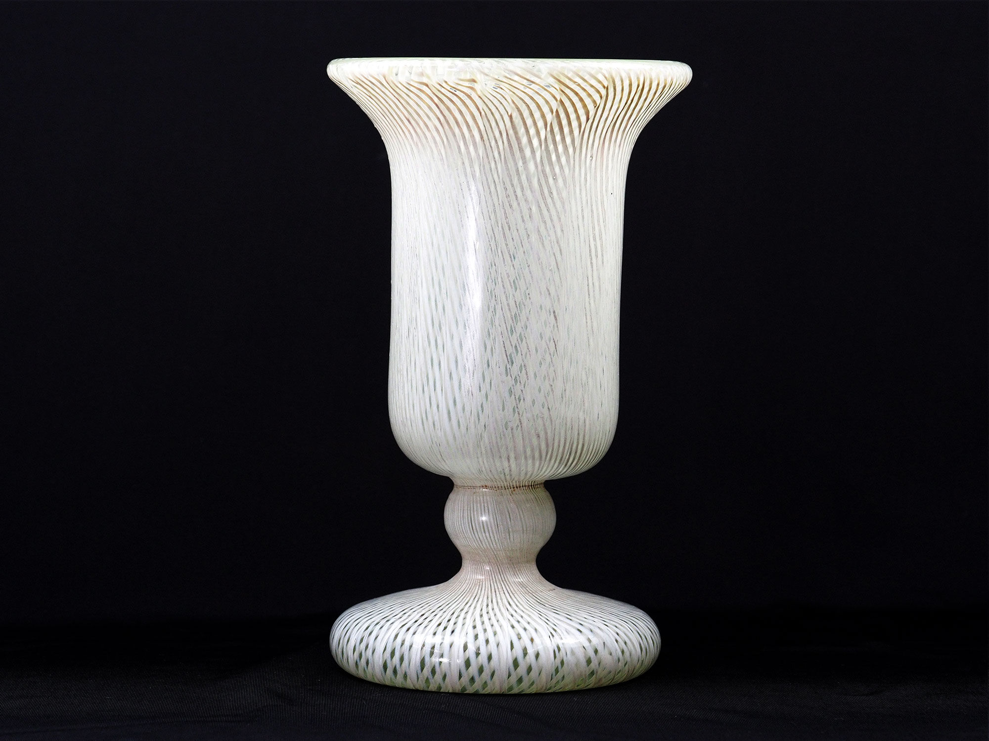 Vase Art Deco Murano Double Latticino Glass-1930s