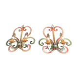 Pair of painted metal wall lamps