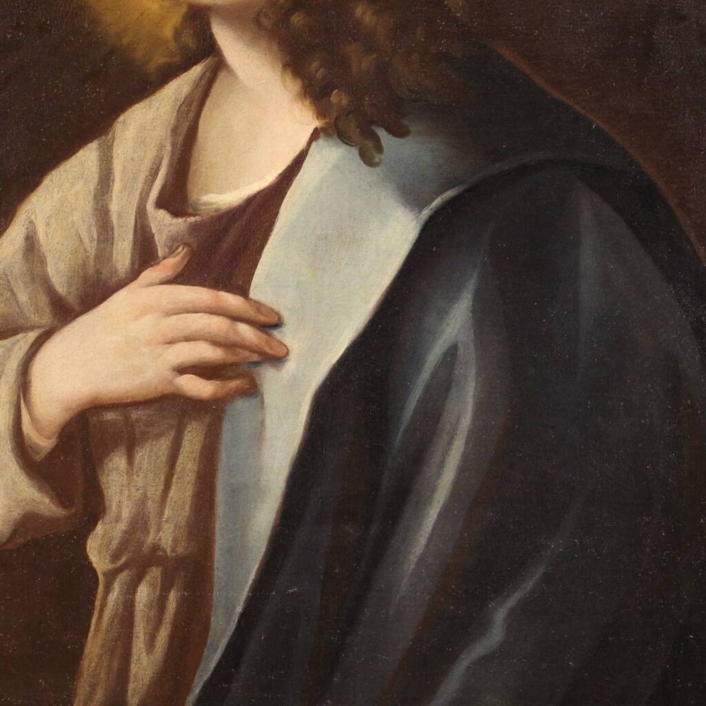 Peinture italienne antique d'un saint du XVIIIe siècle