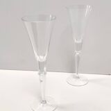 Pair of Vintage Transparent Crystal Flutes attributed to Baccarat