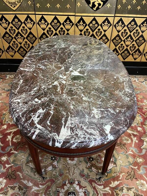 Louis XVI style oval marble coffee table