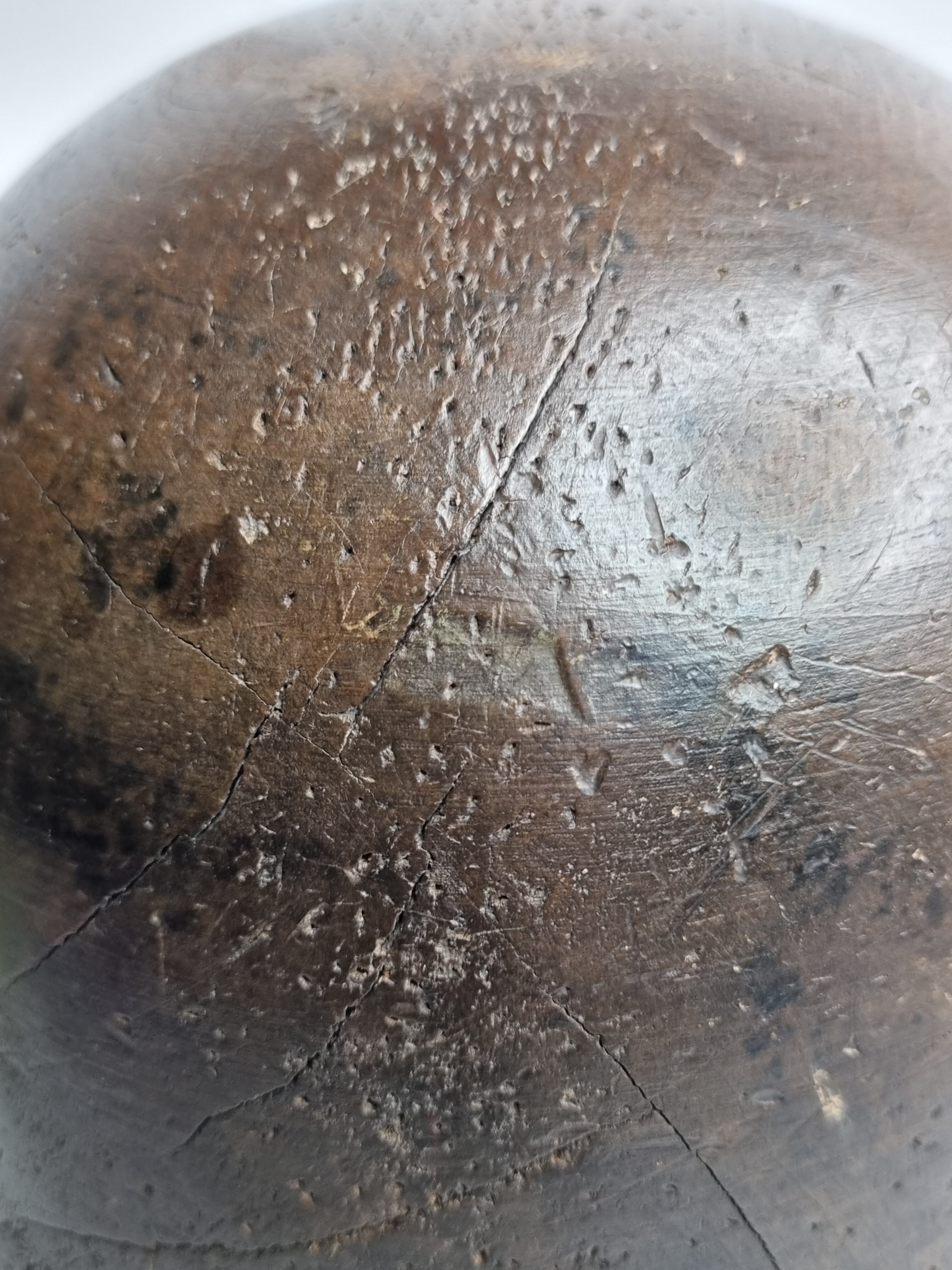 Old solid wood hat shape on foot, 1900