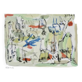 Mixed technique Art brut/Figurative art/Unique art signed Kabian 65X50 cm