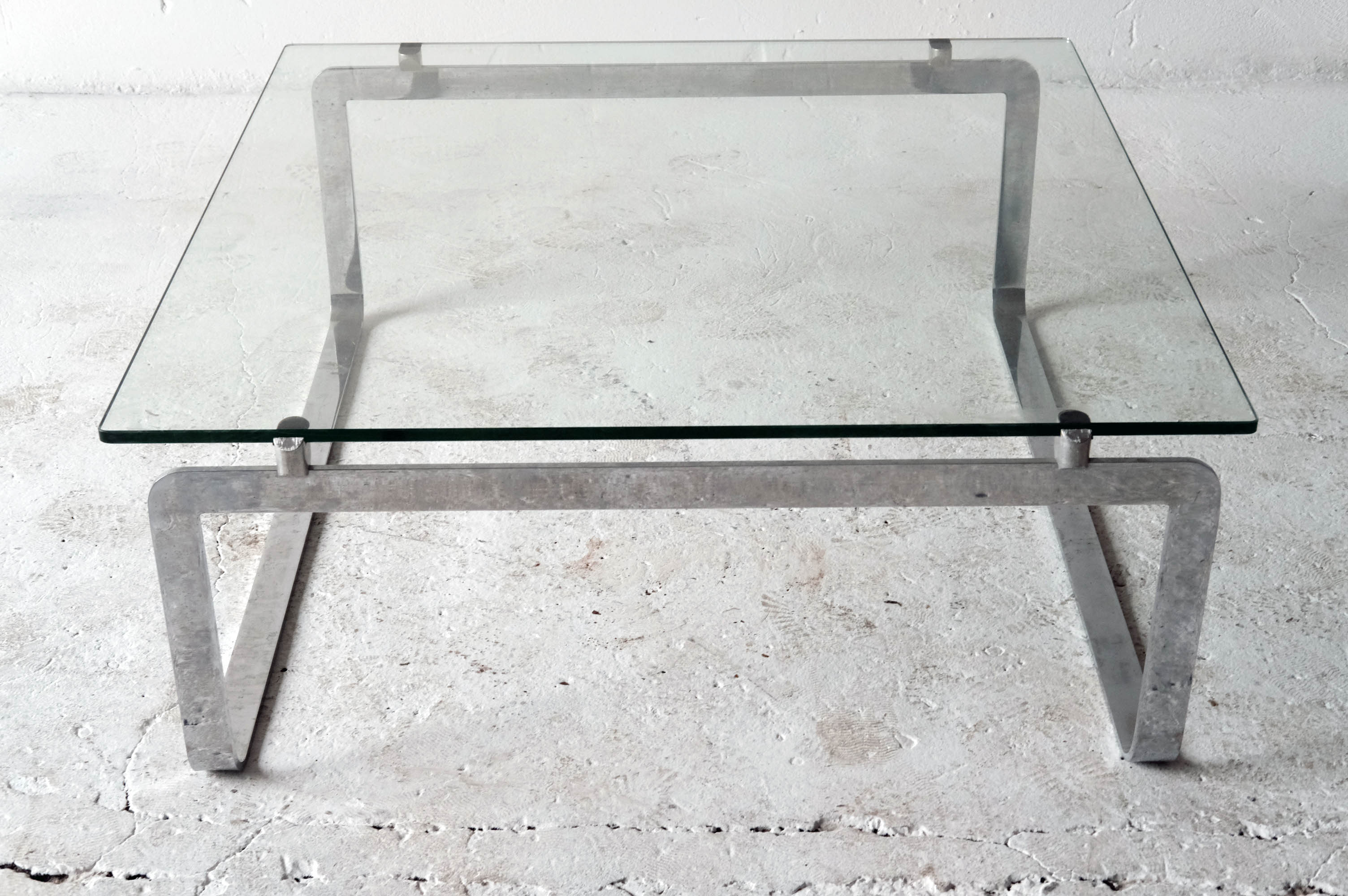Coffe Table designed by Vittorio Introini, Steel and Glass, Italy, 1970s