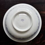 Old basin in white and purple earthenware - Floral decoration